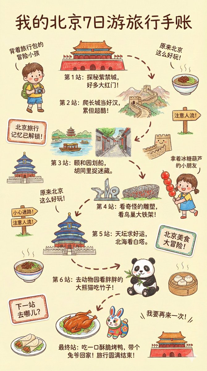 儿童蜡笔旅行手帐插画师 示例图
